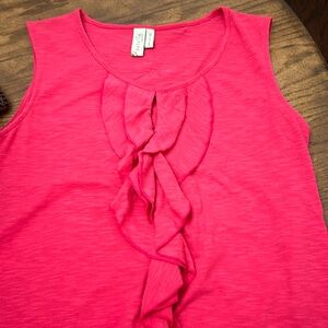 Sahalie ruffle front tank. XS vibrant pink color. No flaws at all